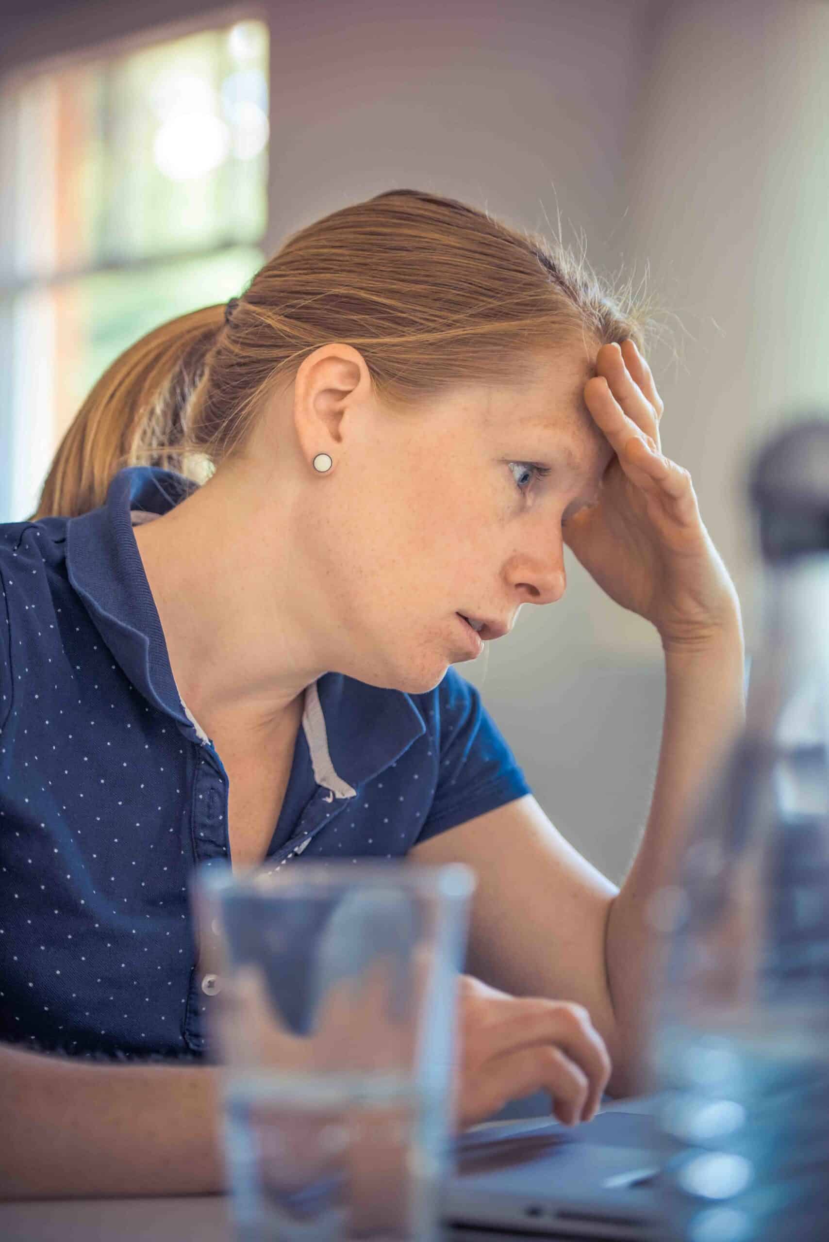 Stressed adult woman