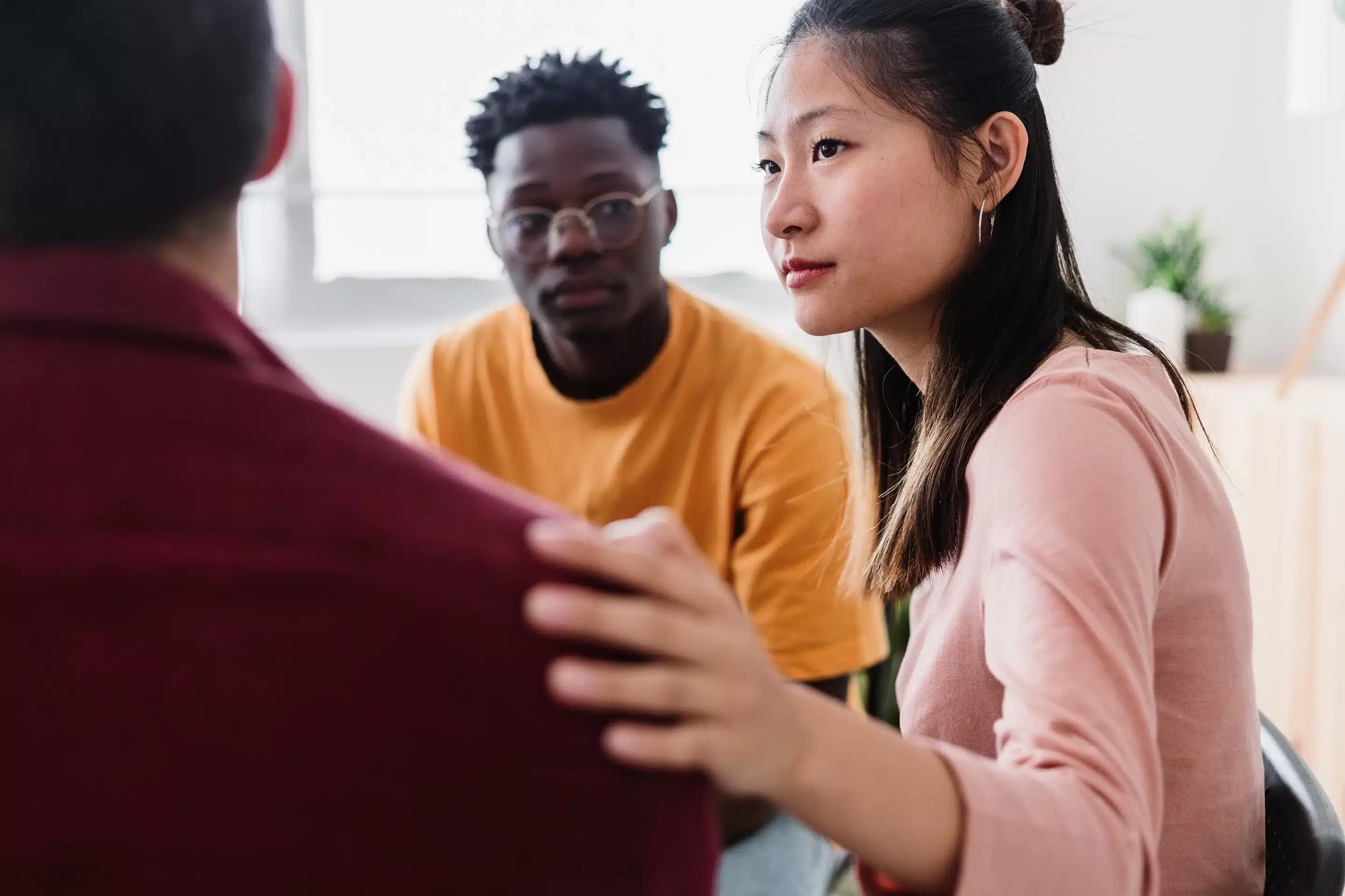 Meeting of young people in group therapy