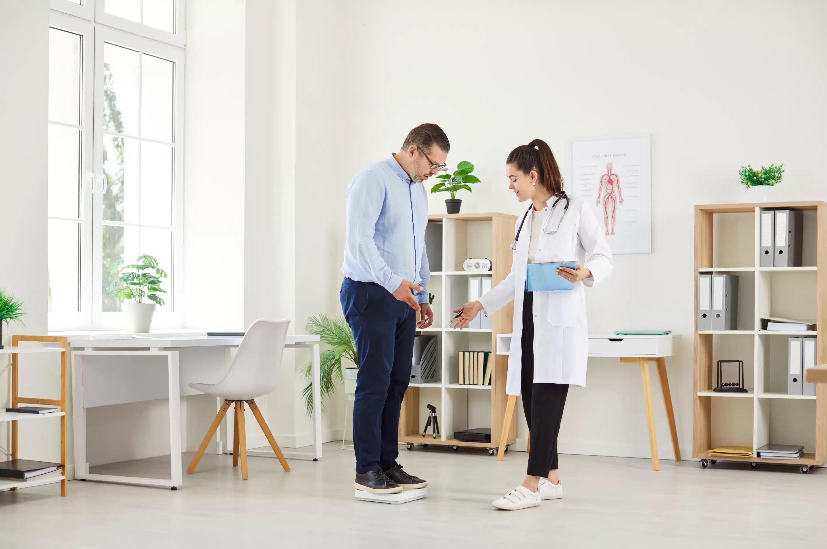 a man and woman in a room