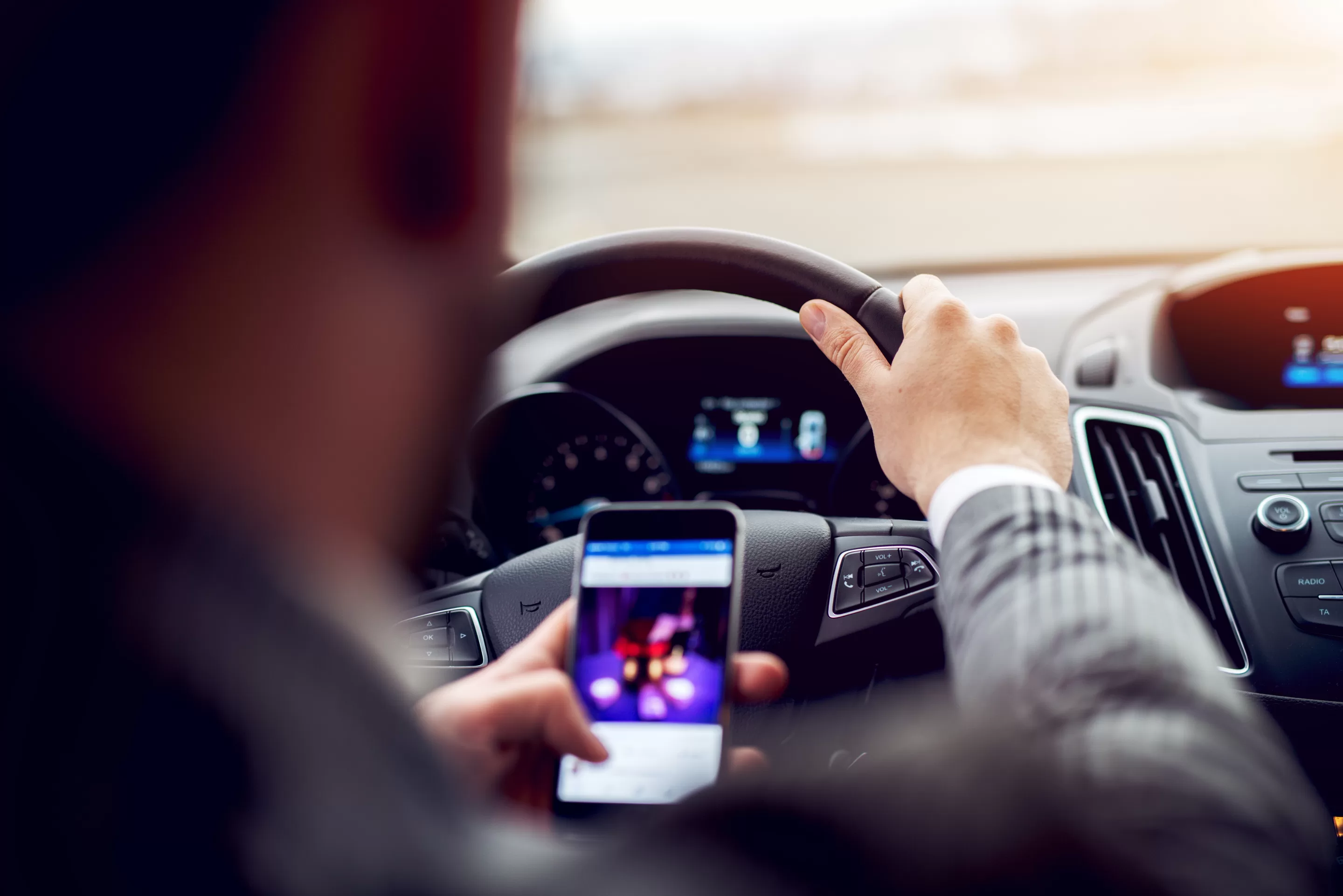 Person with adhd driving distracted