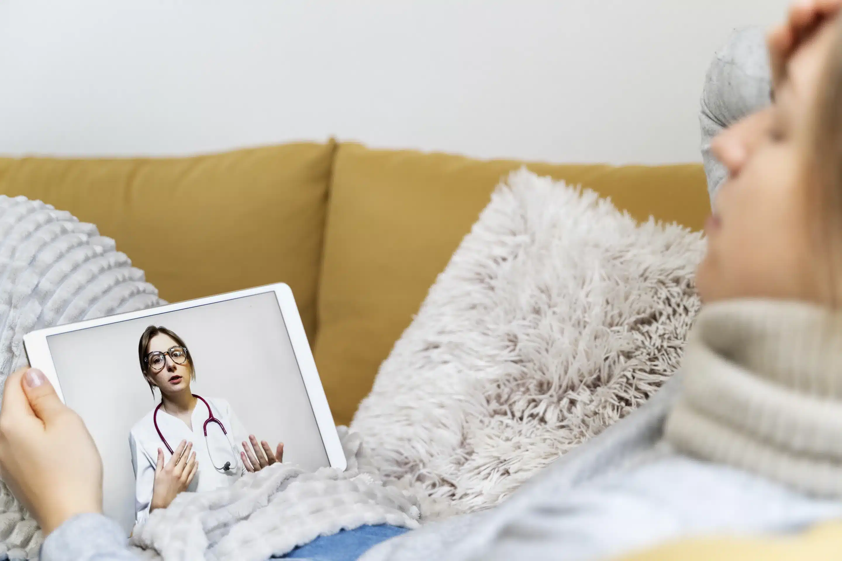 Patient having teleconsultation with doctor